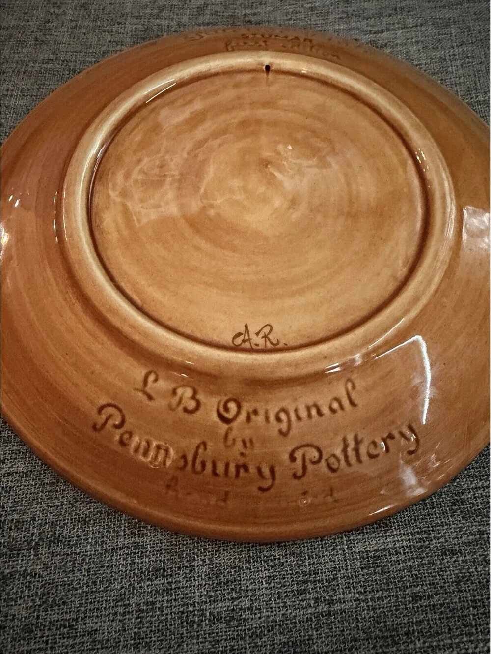 Pennsbury Pottery 1970 Yuletide Plate Folk Art Angel & Candle Stumar 1st Ed 8”